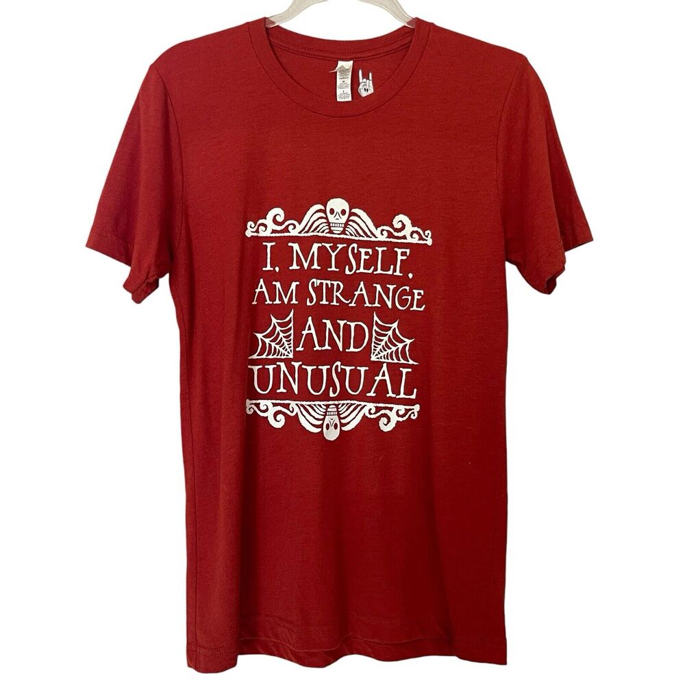 Beetlejuice Shirt Womens Small Rust Strange and Unusual Short Sleeve Movie Quote